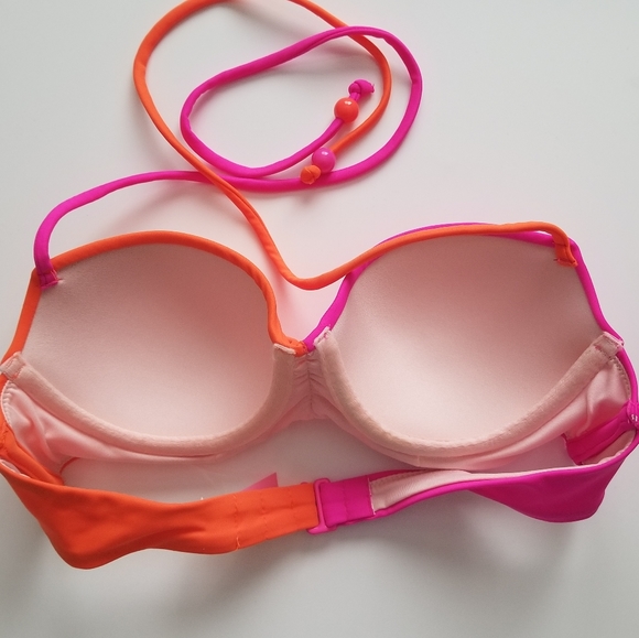 NEW Victoria's Secret Hot Orange & Pink Bikini Top - Picture 2 of 2